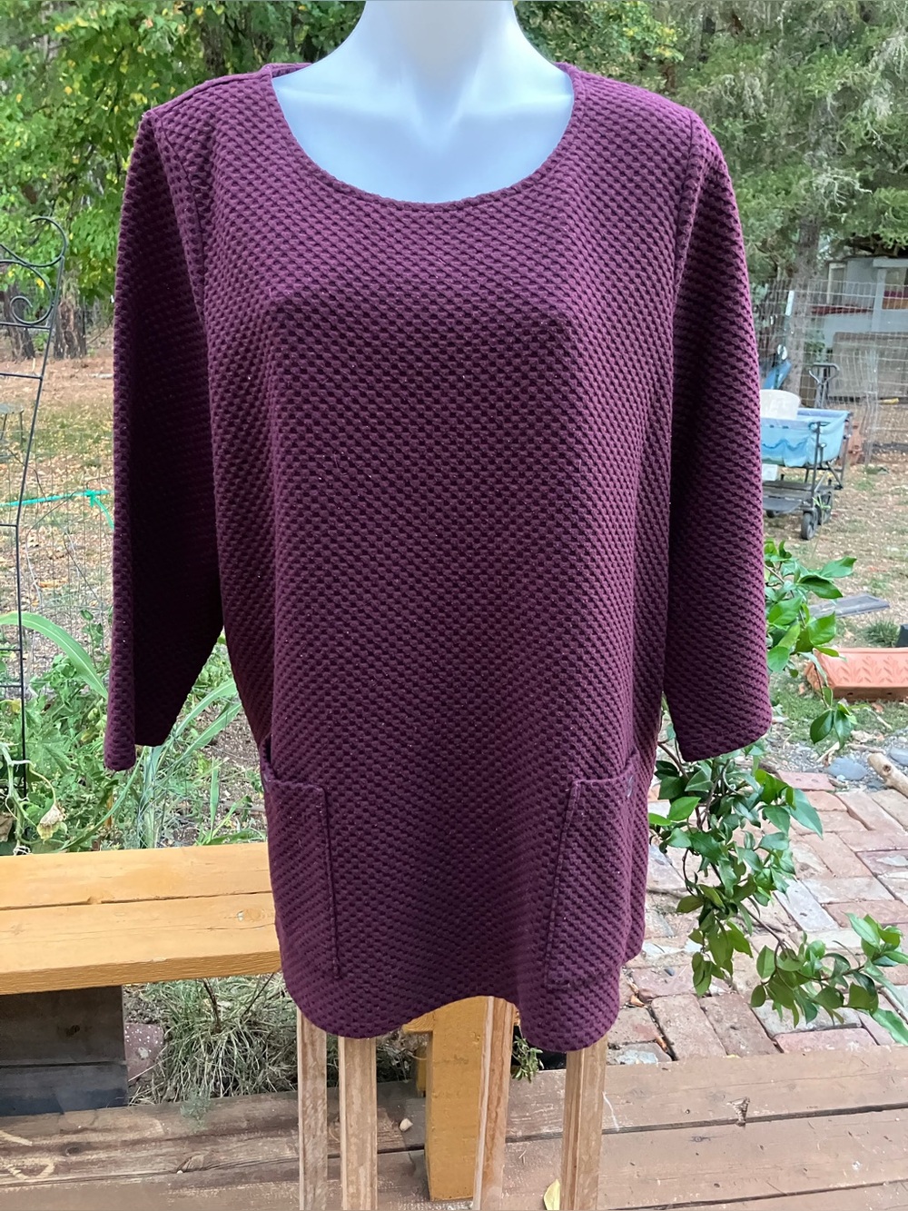Coldwater creek 2X textured tunic burgundy